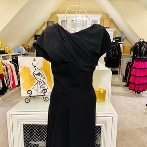 💔SOLD💔Louis Vuitton Black Silk Draped Midi Dress